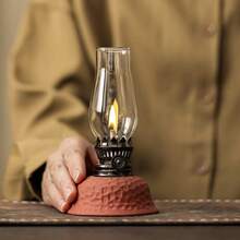 1 件粉色陶瓷家用油灯带灯罩，可调节灯芯 - 不含燃料，室内陶瓷油灯，带灯芯的油灯，带火控旋钮的油灯/飓风灯，适用于圣诞节、复活节、节日、情人节、礼物 - 油燈 - 查看 3