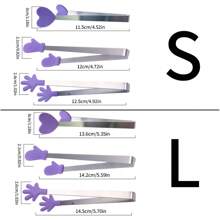 3pcs Mini Dessert Tongs Stainless Steel Ice Tongs, Heart-Shaped/Glove/Palm-Shaped Non-Slip Silicone High-Temperature Resistant Kitchen Food Tongs, Stainless Steel Food Tongs Bread Tongs Barbecue Tongs Anti-Scalding Barbecue Tongs, Candy Tongs/Cookie Tongs/Pastry Tongs/Snack Tongs/Ice Tongs/Salad Tongs/Fruit Tongs/ Heat-Resistant Tongs For Cooking/ Kitchen Tongs, Essential Kitchen Tools