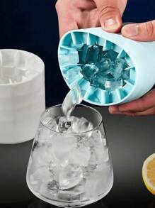 1 pieza Molde de cubitos de hielo de silicona rosa con tapa, Molde de cubitos de hielo mini, Molde de cubitos de hielo cilíndrico azul, Vaso de cubitos de hielo mini fácil de liberar y apilable