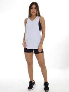 Work Fitness Women Sports Tees & Tanks - 藍白色 - 查看 2