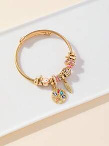 1 buc. Ochi ai diavolului și Arborele vieții și Ruj Breloc Brățară reglabilă din oțel inoxidabil, potrivită pentru femei, petrecere, bijuterii, cadou pentru Îndrăgostiți, mame, mame, ziua mamei, cadou.