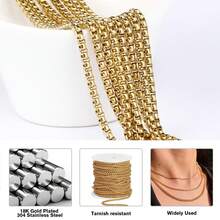 1m 18K Gold Plated PVD Rolo Curb Chain Spool, Stainless Steel Square, Bulk For Jewelry Making - Cassette Chain - View 3