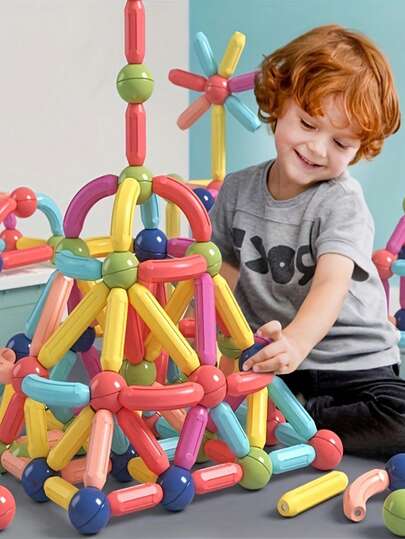 Set de 18/36/64 piezas de bloques magnéticos de construcción, juguetes magnéticos de partículas grandes para niños, juguete educativo de rompecabezas de construcción para decoración navideña