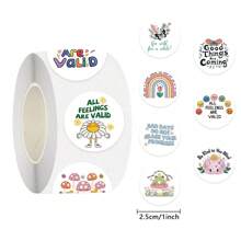 500 unidades Rollo de pegatinas de salud mental con dibujos animados, adhesivos de afirmación positiva, pegatinas estéticas, papelería, pegatinas de vinilo resistentes al agua para botellas de agua, computadoras, portátiles, teléfonos, equipaje, cuadernos, refrigeradores