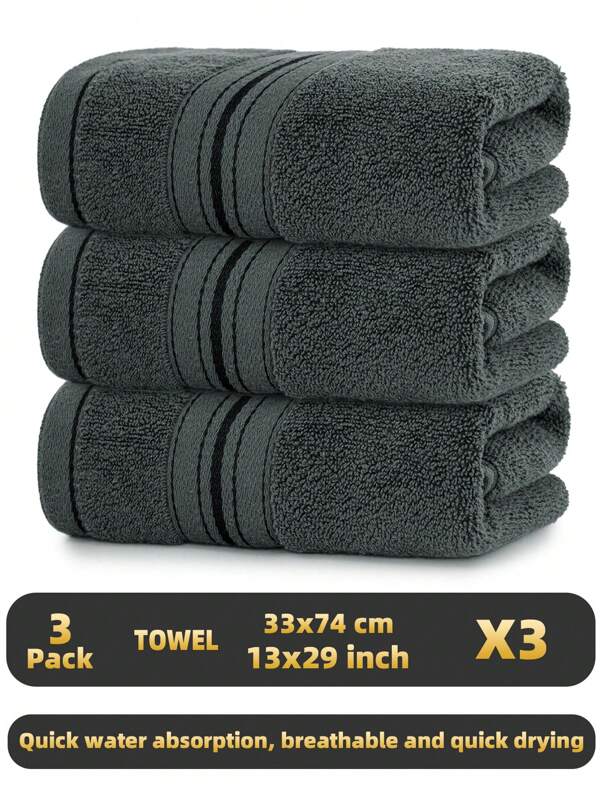 3pcs Shiny Fiber Towel Set, Soft Terry Fabric, Highly Absorbent, Suitable For Sports, Gym, Bathroom, Travel, Hotels Back To School For Beauty Salon Home Bathroom