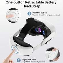 Transnovo 10000mAh VR Head Strap For Meta Quest 3S, 8H Extend Playtime, 20W Type-C Fast Charging, One-Button Adjustable Design, 360° Rotatable, Comfortable PU Leather Cushions - White - View 5