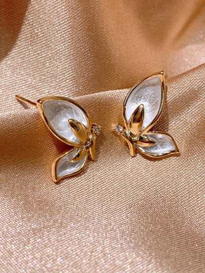 1 par de pendientes elegantes de mariposa adornados con rhinestones de vidrio para fiestas de mujeres