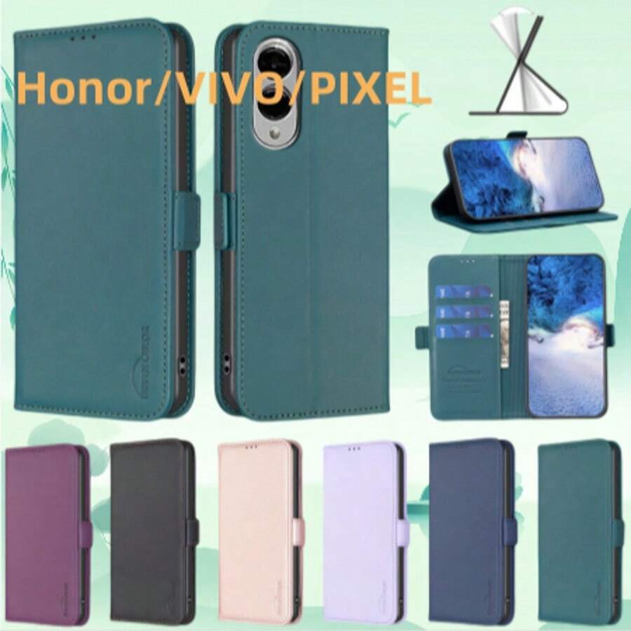 31 piezas Funda tipo libro con ranuras para tarjetas, a prueba de golpes, apta para teléfonos inteligentes Honor/VIVO/PIXEL