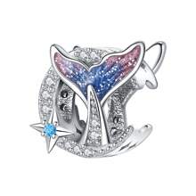 1 Pc Silver Plated Charm Cute Marine Life Dolphin Turtle Mermaid Bead Pendant For Original Bracelet Necklace DIY Jewelry Making Fit Women Birthday Gift