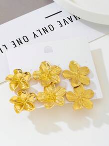3 Paar retro romantische, filigrane, metallische, strukturierte 3D-Blumen mit 5 Blütenblättern Ohrringesets für Frauen