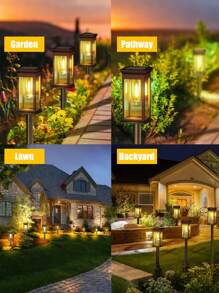 2pcs Upgraded Solar Path Lights Outdoor - IP65 Waterproof Auto On/Off, Warm White LED Landscape Lighting For Garden, Lawn & Sidewalk. Solar Garden Lights With Enhanced Brightness (Energy Efficient & Easy Install)