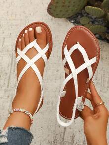 planare White Flat Sandals, Elegant Women Shoes Suitable For Casual, Party, Date, Daily Commute, Stable And Comfortable Wear, Fashionable And Graceful