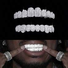 THATBOY [Ornamentos de Dentes de Punk Hip Hop] 2 peças/Conjunto Aparelho de Dentes de Punk Hip Hop com Dez Dentes - Ornamento de Dentes para Vestimenta Corporal
