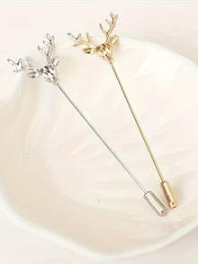 2pcs Men's Animal Shape Brooch Lapel Pin, Everyday Wear - Deer Head Brooch - View 3