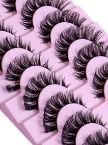 CMAYOME 10 pares de pestañas postizas de moda para mujeres, diseño de bandeja rosa, llenas y esponjosas, ultra densas, rizado y alargamiento natural, de mink falso, ligeras y reutilizables, ideales para uso diario y desplazamientos - Multicolor mejorado - Ver 8