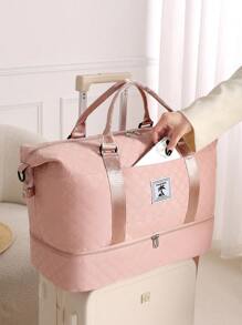 Borsa da viaggio personalizzata con ricamo, con nome personalizzato e lettere di colore, unisex, borsa a tracolla con cerniera e scomparto per le scarpe indipendente, di grande capacità per un facile stoccaggio all'aperto, borsa da viaggio leggera