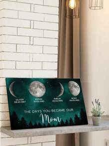 Personalized Family Moon Phase Canvas Print, Custom Names And Birth Dates, Unique Family Gift, Nursery Wall Art, Home Decor
