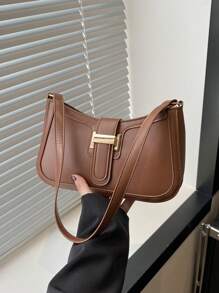 Elegante bolso de hombro en forma de media luna para mujer, moda casual y elegante, bolso debajo del brazo de unicolor