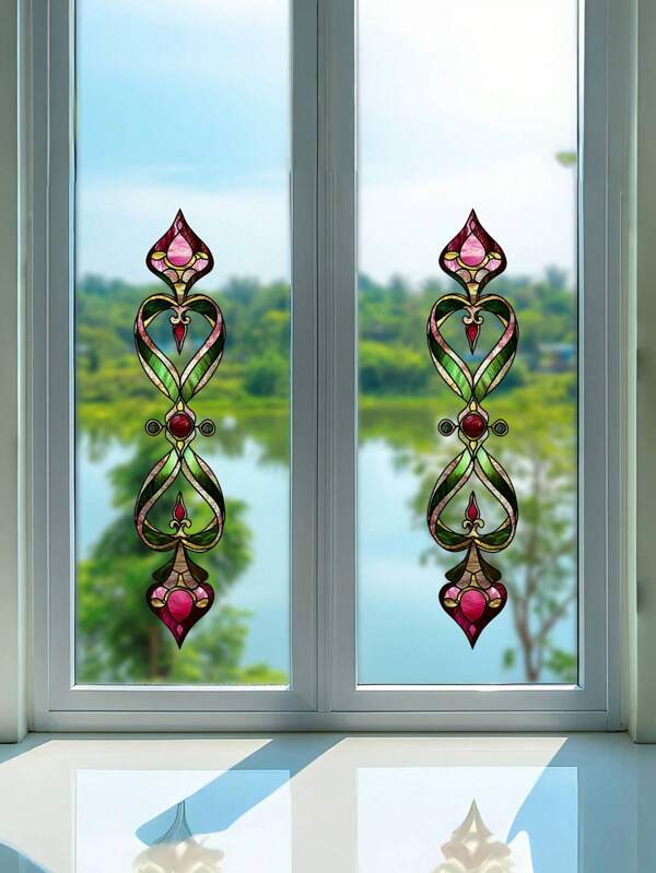Retro Blumen Design Aufkleber, matte PVC Oberfläche, dekorativer Sichtschutz Fenster/Tür Aufkleber, statisch haftende Fensterfolie für Heimdekoration