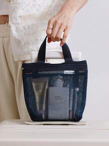 Mesh Handbag, Hollow Out Storage Bag, Shower Drain Bag, Portable Makeup Travel Beach Outdoor Sports Bag Back To School Supplies