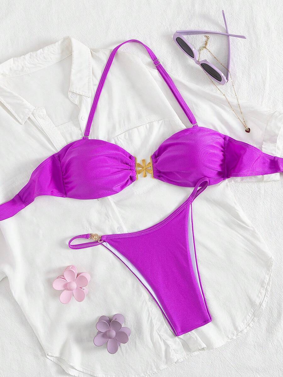 Women's New European & American Style Separated Bikini Set - Purple - View 1