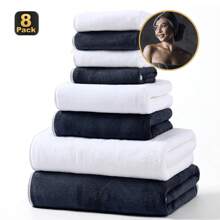 MIDENSI Juego de 8 piezas de toallas de felpa de coral suave, incluye 2 toallas de baño (27" X 55"), 2 toallas de mano (13.7" X 29.5"), 4 paños de lavado (11.8" X 11.8"), de secado rápido, absorbentes, ligeros, adecuados para actividades al aire libre, baño, toallas faciales, decoración de baño, decoración de otoño, de vuelta a la escuela para salón de belleza, hogar y baño