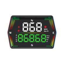 GPS digitales Autoarmaturenbrett-Kopf-Up-Display, Fahrrekorder, intelligenter Fahrcomputer, zeichnet Gesamtkilometerzahl, Geschwindigkeit, Zeit, Kompass, Umgebungslicht, automatische Lichterfassung, Überschreitungswarnung, Müdigkeitsfahrwarnung auf, verstellbarer Ständer, KFZ-Elektronikzubehör