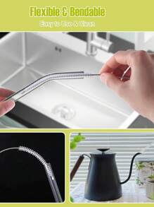 10pcs Reusable Straw Cleaning Brush Set, With A Maximum Extension Of 20cm For Long Straw Cleaning Brushes, Suitable For Drinking Straw Cleaning Brushes