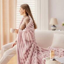 Fleece Throw Blanket For Couch Sofa Or Bed Super Soft Throw Blanket Premium Silky Flannel Fleece 3D Ribbed Jacquard Lightweight Bed Blanket All Season Use