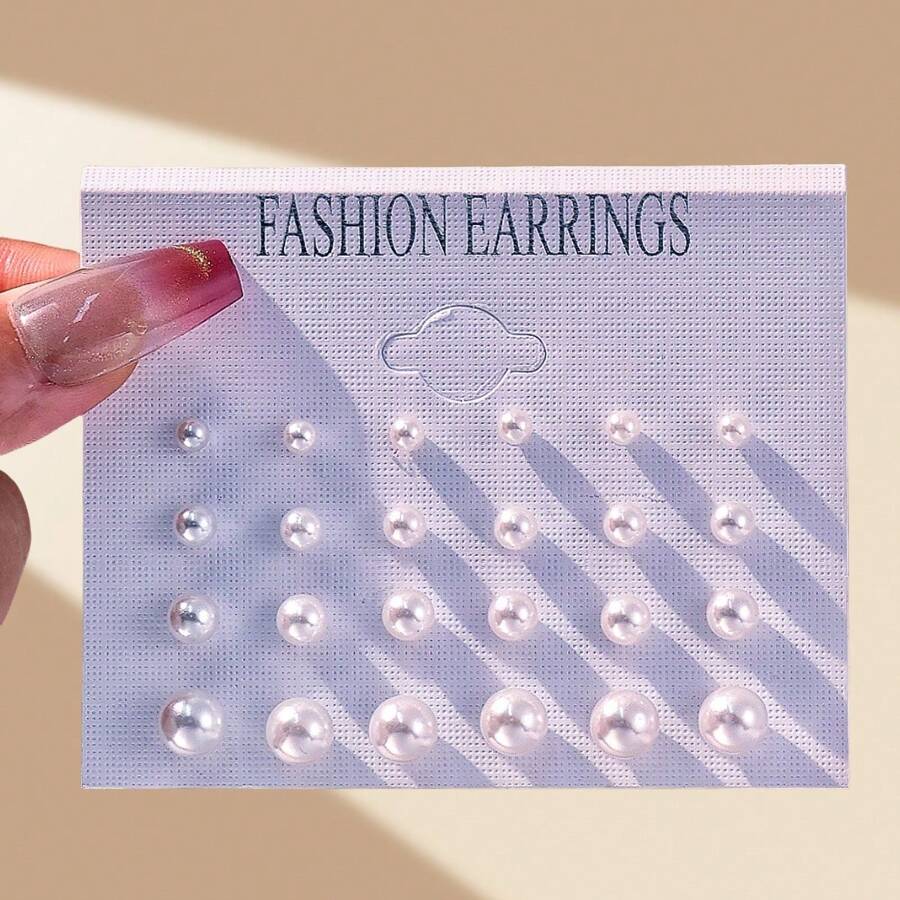 Set de 12 pares de pendientes de perlas elegantes y clásicos, adecuados para uso diario