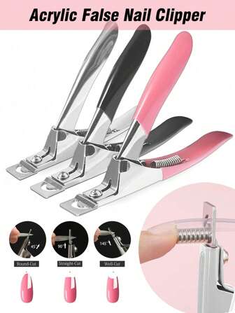 指甲刀，丙烯酸假指甲刀，用于丙烯酸指甲，指甲刀，美甲工具，可调节丙烯酸指甲刀，不锈钢指甲刀，修剪器，用于人造假指甲，美甲锋利刀片夹子工具，适用于沙龙美容