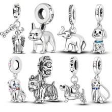 1 Stück süßer silberfarbener Charm mit Tiermotiv, Elefant, Löwe, Bulldogge, Katze, Engel, Welpe, für 3mm Armband, Halskette, DIY Bastelperlen, Anhänger, perfekt für Tierliebhaber, für Partys mit Tiermotiv und als charmantes westliches Schmuckgeschenk