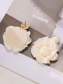 1 Paar elegante Ohrringe für Damen aus Blumengewebe mit Kamelien, geeignet für Urlaub, Geburtstag, Date, Party, Einkaufen und den täglichen Gebrauch