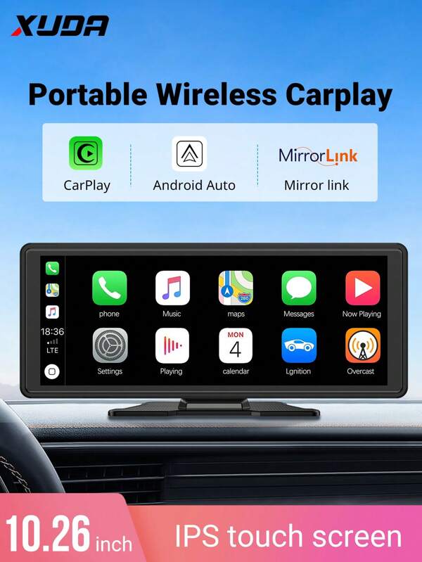 XUDA XUDA New 10.26inch IPS Touch Screen CarPlay Radio Multimedia Video Player Portable Wireless Carplay MP5 Player Compatible With Apple Or Android Auto