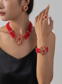 5pcs Elegant Jewelry Set, Women's Necklace Set, Fashion Pearl Jewelry Set