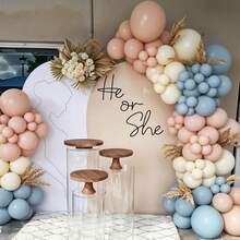 125pcs Gender Reveal Balloon Arch Set, Including Blush Pink, Sky Blue, Ivory, Peach Latex Balloons, Suitable For Birthday Party, Baby Shower, Gender Reveal Party, Boho Wedding Bride Engagement, Anniversary Celebration Decor - Multicolor - View 6