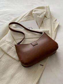 Elegante bolso de hombro en forma de media luna para mujer, moda casual y elegante, bolso debajo del brazo de unicolor