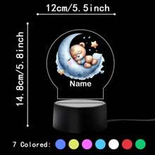 1 szt. Spersonalizowana nazwa z kreskówkowym misiem śpiącym na księżycu. Kreatywny prezent. Iluzja światła 3D. Lampka nocna LED. Ciepłe światło. Prezent urodzinowy. Prezent świąteczny. Dekoracja. Lampka nocna na biurko. Spersonalizowane prezenty. Wystrój pokoju. Wystrój domu. Wystrój jesienny. Dekoracje świąteczne. Zabawki. Spersonalizowane rękodzieło. Szykowna jesień. Dom i styl życia. Świąteczna atmosfera w domu. Jesienne odświeżenie domu. Dekoracje świąteczne. Harmonia w domu.