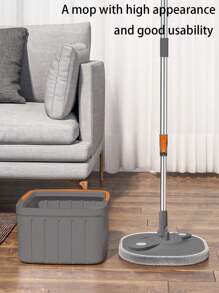 1set Wastewater Separate Mop, Rotating Mop, No Hands Washing Mop, 360 Degree Rotating Wringing Mop, 3 Pole Dirty Water Separation Bucket 1, Mop Plate 1, Mop Cloth 2, Home Flat Absorbent Mop