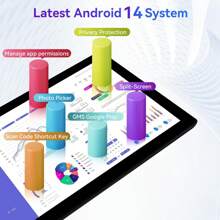 Qetupa Tablette Android 14 de 10,1" M19, 3 Go de RAM + 64 Go de ROM, processeur quadricœur MTK 6755 cadencé à 1,3 GHz, écran tactile HD (1280x800) IPS, Bluetooth 5.2 et WiFi 802.11ac, GPS, caméra avant 2 MP et caméra arrière 5 MP, batterie grande capacité de 6 000 mAh, sans prise en charge de carte SIM