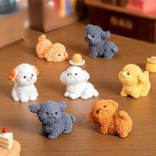 6pcs/10pcs Mini Bichon Puppy Figurines - Resin Micro Statues - Suitable For Creative Decor - Collectible Dolls - Garden & Home Furniture Ornaments