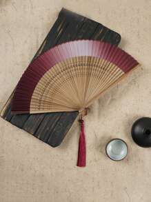 1pc Foldable Fan Hand Held Fan With Tassel For Outdoor Travel Dancing Performance Cheongsam Dressing Accessories Photo-Taking Props