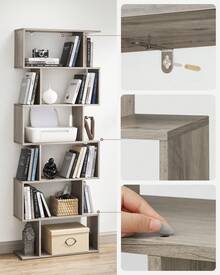 VASAGLE Bibliothèque, Étagère à 6 niveau, Meuble de rangement, Cloison Séparateur, pour Salon, Chambre, Bureau, Style Moderne, Grège - Gris - Voir 8