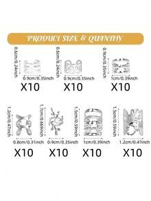 70個髮珠髮環合金髮飾吊墜，適用於髒辮編髮，可調節金屬編髮飾品 - 銀色 - 查看 5
