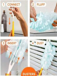 1 Pack (10 Pieces) Disposable Dust Collector Refills, Electrostatic Precipitator Head Replacement - Easily Remove Dust From Electronics, Furniture, Blinds And Ceiling Fans - (Handle Included) - Cleaning Supplies, Cleaning Accessories