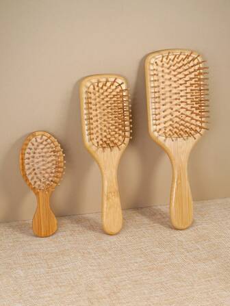 1 把竹制气垫梳，带手柄，天然竹制气垫梳，男女通用，便携式梳子，按摩头皮，促进头发生长，适用于细软/卷曲/干性发质，小巧便携，适合旅行/返校，美发梳，美发工具，美发配件 > 美发造型工具，护发，女孩礼物，万圣节礼物，圣诞节礼物