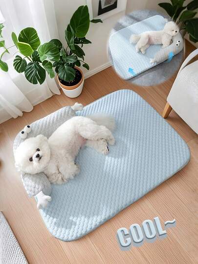 狗狗降温垫 - 即时降温宠物床，适用于猫狗，宠物春夏垫，适合猫和小铃铛形犬，自冷却面料，轻便、柔软、舒适、舒适的睡垫，可在室内/室外使用