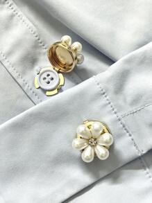 2pcs Button Cover For Shirt Flower Cufflinks Covers Flower Sleeve Button Clip On Button For Dress Wedding Tux Decoration Button Clothing Accessories Gifts