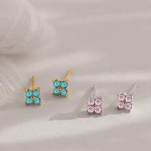 S925 Sterling Silber blumen-förmige Ohrstecker mit individuellem Geburtsstein - perfektes Geschenk! Ideal für Familie, Mutter, Großmutter, Partner oder beste Freundin. Aus S925 Silber gefertigt