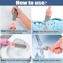 Pumice Cleaning Stone With Replaceable Handle, Toilet Cleaner, Hard Water Stain Remover, Suitable For Bathroom/Pool/Kitchen/Home Cleaning
